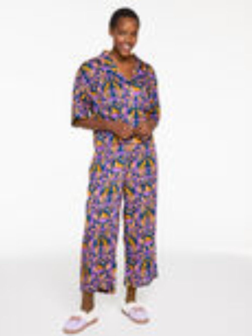 Printfresh Satin Wildest Dreams Purple and Gold Leopard Pajama Set